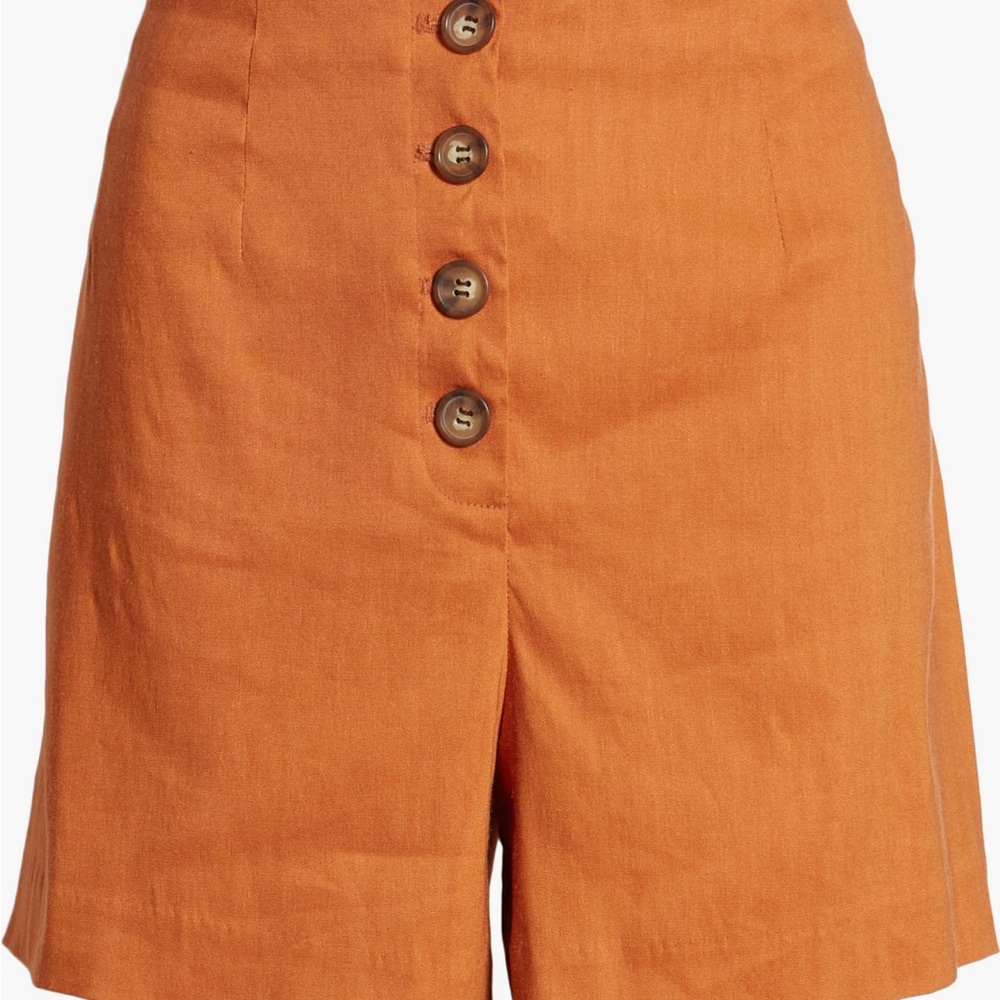 High Waist Orange A-Line Shorts